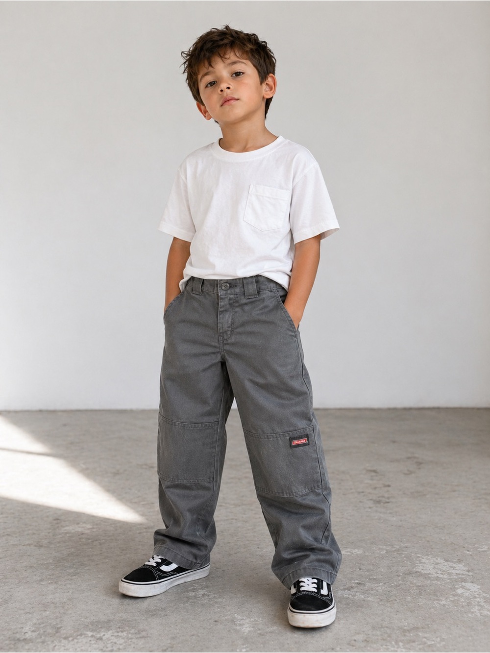 Dickies Gray Work Pants Adjustable Waist Carpenter Style Kids 5 Reg